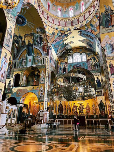 The inside of Church of the Resurrection of Christ (Saborni Hram Hristovog Vaskrsenja) in Podgorica, Montenegro Podgorica Montenegro, Resurrection Of Christ, European Bucket List, The Resurrection, Scenic Routes, Eastern Europe, International Travel, Albania, Serbia