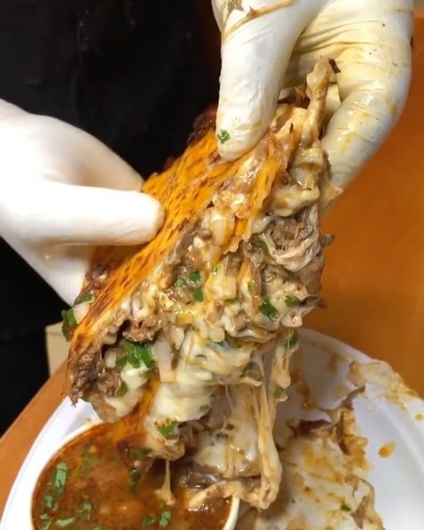 FEAST ON THESE on Instagram: “Cheesy Birria Quesadilla 🌮😋 #feastonthese 🎥: @fantazticfood” Birria Quesadillas, Birria Pizza, Ugly Food, Good Eat, Quesadillas, Instagram Funny, Pretty Food, Soul Food, Food Truck