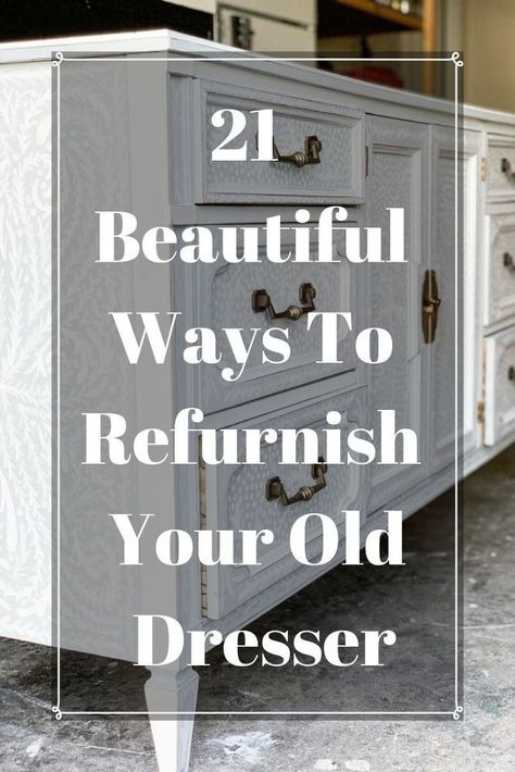 Diy Mcm Dresser Makeover, Refurbished Furniture Dressers, Furniture Redo Ideas, Old Dresser Mirror Ideas Repurposed, Old Dressers Repurposed, Refurnish Furniture, Dressers Diy, Vintage Dresser Makeover, Dresser Flips