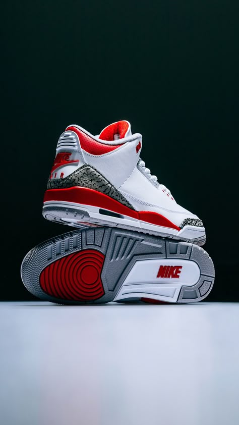 Straight from '88🔥 The Air Jordan 3 'Fire Red' releases this Saturday 9/10. Click the link in our bio to enter the draw. Enter now: https://feature.com/collections/current-releases Jordan Shoes Wallpaper, Jordans Sneakers Outfit, Balenciaga Adidas, Adidas Boots, Shoes Fashion Photography, Shoes Wallpaper, Nike Air Jordan Shoes, Creative Shoes, All Nike Shoes