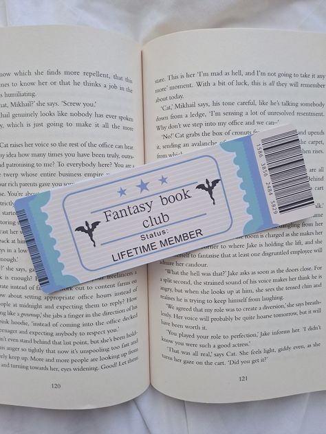 Lifetime membership ticket bookmark for Fantasy book lovers. * Made using 400gsm recycled cardstock * One sided print  * Rounded edges If you would like to keep your bookmarks pristine for longer, with more durability and shine, I would encourage you to order the laminated option. ** Please note due to the nature of recycled card there will be some variation in the cardstock including natural white flecks.  The colours of the bookmark may vary from the photo once printed due to screen settings ** Ticket Bookmark, Vintage Bookmarks, Reading Bookmarks, Penanda Buku, Bookmarks For Books, Reading Accessories, Creative Bookmarks, Japanese Phrases, Coloring Bookmarks