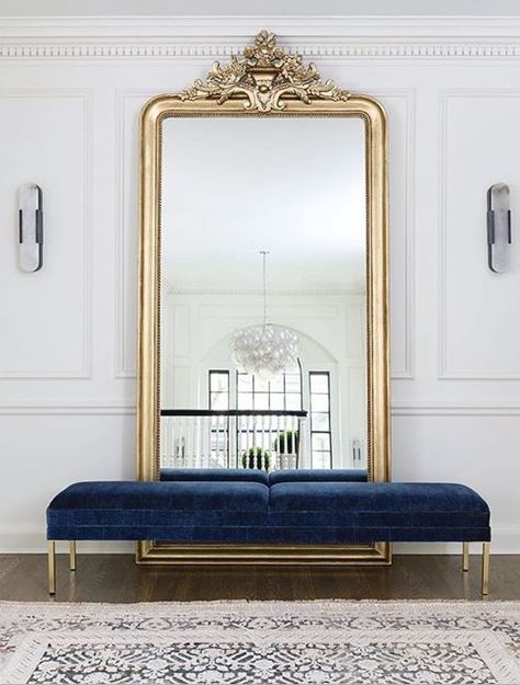 Hall. Large Floor Mirror, Foyer Design, Foyer Decorating, Mirror On The Wall, A Rug, Large Mirror, Remodel Bedroom, Style At Home, Home Staging