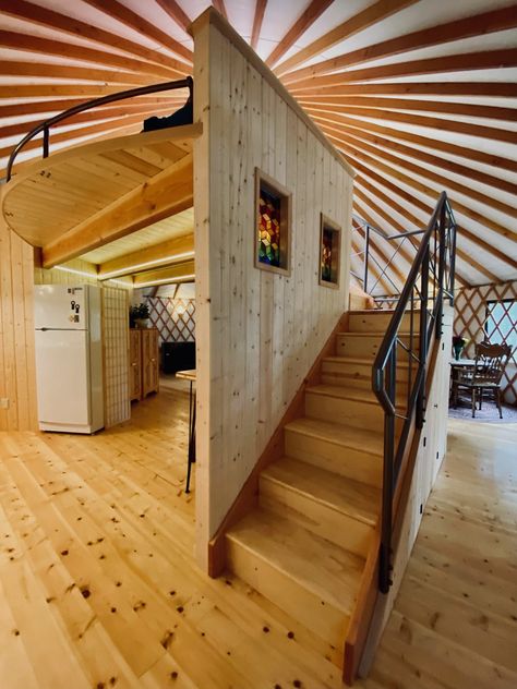 Yurt Interiors - Pacific Yurts Yurt Loft, Pacific Yurts, Building A Yurt, Yurt Interior, Monolithic Dome Homes, Yurt Home, Yurt Living, Yurt Tent, Silo House