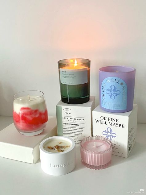 Scent Candles Aesthetic, Candle Maker Aesthetic, Aesthetic Scented Candles, Scented Candles Aesthetic Room, Korean Candle, Scented Candles Aesthetic, Japanese Candles, Ikea Crafts, Candles Aesthetic