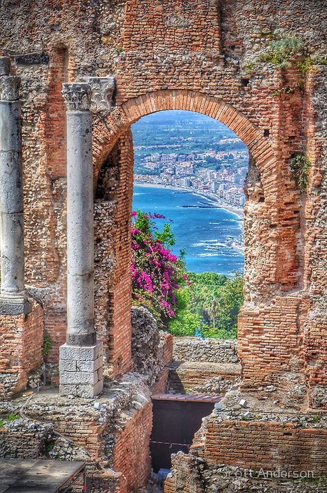 Taormina, Sicily Messina Sicily Aesthetic, Ancient Mediterranean Aesthetic, Messina Italy, Messina Sicily, Taormina Italy, Ancient Greek Theatre, Greek Theater, Ancient Mediterranean, Mediterranean Aesthetic