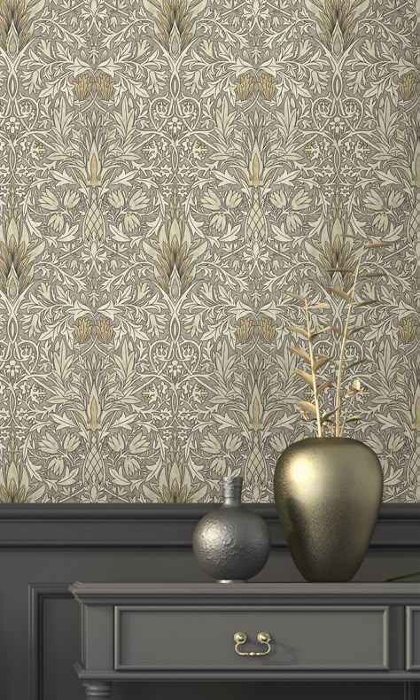 Morris Tapet, Bright Boho Living Room, Morris Co Wallpaper, Double Parlor, Luxurious Wallpaper, William Morris Wallpaper, Hallway Wallpaper, Morris Wallpapers, Floral Wallpapers