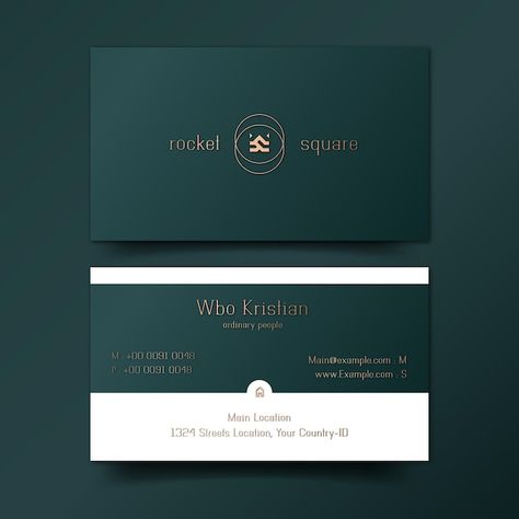 Dark Green Business Card, Business Card Fashion, Visiting Cards Design, Green Business Card Design, Green Business Card, Business Cards Template, Elegant Business Cards Design, Fashion Business Cards, Logo Design Inspiration Creative