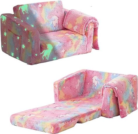 Kisdsa Kids Couch Fold Out,Foldable Toddler Couch with Blanket,Kids Sofa for Girls Boys,Flip Out Toddler Chair,Kids Chair Convertible Sofa to Lounger for Children(Glow Pink) Couch With Blanket, Toddler Couch, Toddler Sofa, Kids Sofa Chair, Kids Couch, Kids Chair, Toddler Chair, Loungers Chair, Kids Sofa