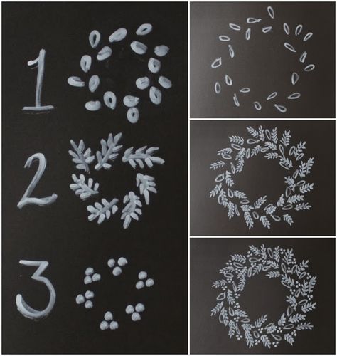 draw a wreath Art Wreath, Chalkboard Drawings, Chalkboard Lettering, Chalk Lettering, Chalkboard Designs, Christmas Chalkboard, Chalkboard Wall, Chalk Drawings, Christmas Window