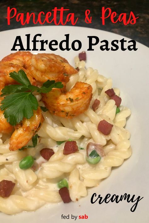 Quick Dinner Pasta, Garlic Alfredo Pasta, Pancetta And Peas, Pasta Creamy, Pancetta Pasta, Alfredo Sauce Recipe Homemade, Pasta With Alfredo Sauce, Celebration Dinner, Fancy Dinners