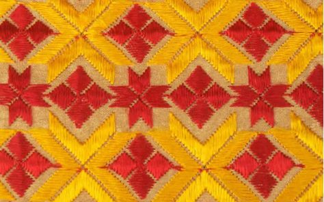 Phulkari Embroidery Designs Pattern, Hardanger Embroidery Tutorial, Embroidery Traditional, Phulkari Embroidery, Bridal Dupatta, Kutch Work, Kantha Embroidery, Hardanger Embroidery, Embroidery Tutorial