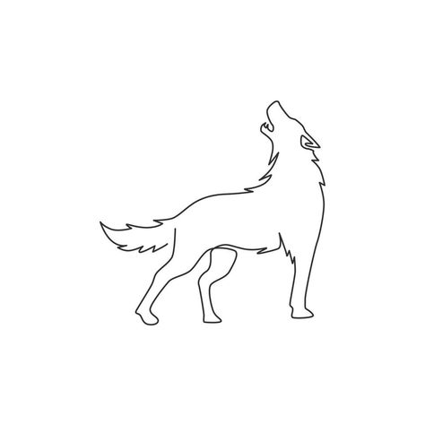 Wolf Line Art Drawing, Wolf Tattoo Line, Wolf Tattoo Minimalist, Wolf Outline Drawing, Simple Wolf Drawing, Wolf Outline Tattoo, Wolf Line Drawing, Werewolf Tattoos, Wolf Drawing Tattoo