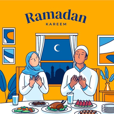 Hand drawn ramadan illustration | Premium Vector #Freepik #vector #ramadan-fasting #muslim-illustration #fasting #islamic-illustration Ramadhan Illustration, Ramadhan Design, Muslim Illustration, Ramadan Illustration, Islamic Illustration, Ramadan Design, Infographic Video, Islamic Content, Bulan Puasa