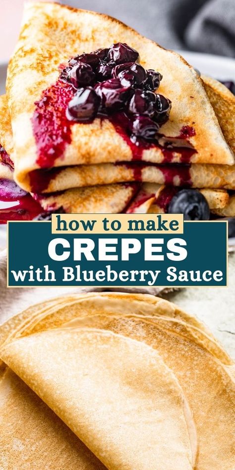 This simple crepe recipe creates delightful Blueberry Crepes using pantry ingredients. They are perfect for breakfast or brunch! Simple Crepe Recipe, Blueberry Crepes, World Desserts, Biscuits Cake, Foods Breakfast, Easy Crepe Recipe, Crepes Filling, Easy Tasty Recipes, Crepe Recipe