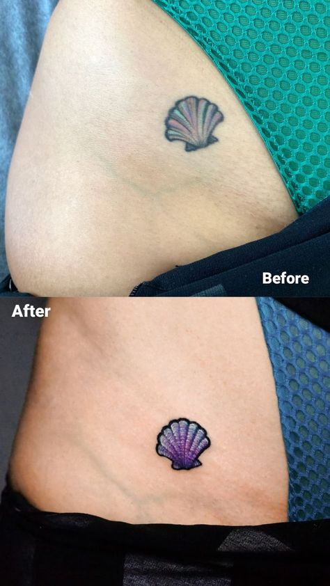 Sea Shell Tattoo, Seashell Tattoo, Beach Best Friends, Tattoo Fixes, Beach Tattoos, Seashell Tattoos, Shell Tattoos, Beach Tattoo, Sweet Tattoos