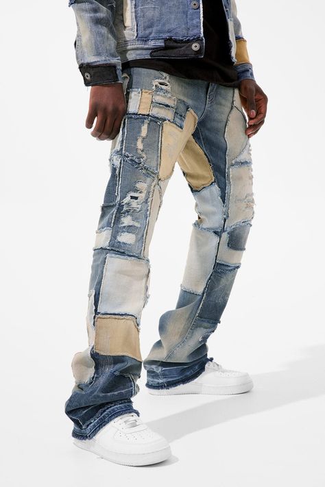 Jordan Craig Ross Stacked - Lawless Denim (Studio Blue) 32 / Studio Blue Stacked Jeans Outfit Men, Weird Clothing, Denim Studio, Jean Fashion, 170 Lbs, Jean Fit, Jeans Outfit Men, Denim Essentials, Oil Spill