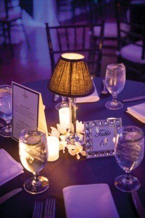 Lamp centerpiece at wedding. Can also do this if flowers Gatsby Centrepieces, Catskill Wedding, Lamp Centerpiece, Homemade Wedding Decorations, 50 Anniversary, Cheap Wedding Decorations, Flameless Tea Lights, Color Lights, Wedding Reception Flowers