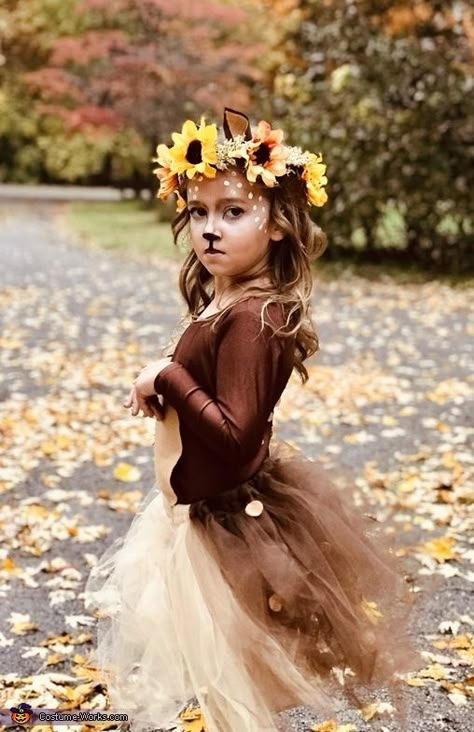 Sarina: This is my sweet 7 year old little girl who has a love for the outdoors! She has been an animal every year so why stop now! Per request momma... 7 Year Halloween Costumes, Toddler Deer Costume, Girl Costumes For Kids, Kids Deer Costume, Diy Deer Costume For Kids, Baby Deer Costume Girl, Toddler Deer Hunting Costume, Girls Deer Costume, Baby Girl Deer Costume