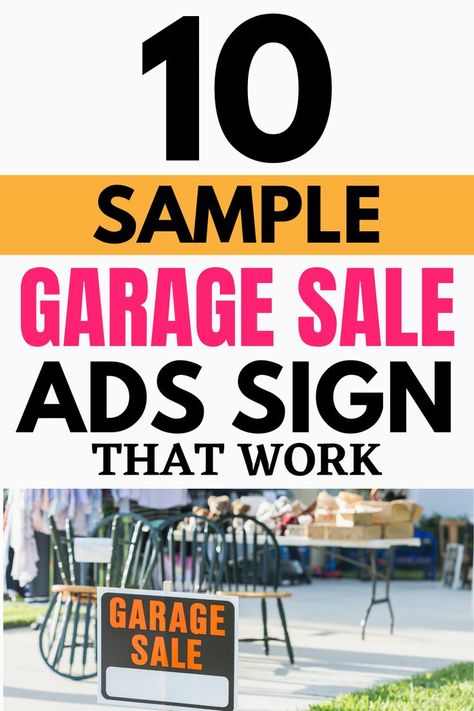 Want to spice up your garage sale? Check out these 10 sample ads signs that are sure to turn heads and boost sales! #CatchySigns #GarageSaleIdeas Garage Sale Signs Ideas, Diy Yard Sale Signs, Garage Sale Quotes, Garage Sale Signs Funny, Funny Garage Sale Signs, How To Have A Successful Garage Sale, Garage Sale Advertising, Successful Garage Sale Tips, Garage Sale Printables