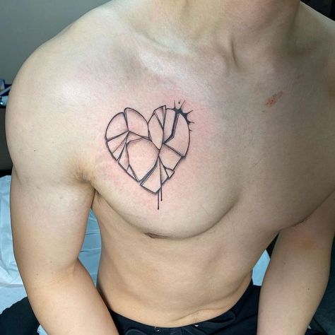 Heart Tattoos For Men, Chest Tattoo Heart, Hart Tattoo, Heart Tattoo Ideas, Black Heart Tattoos, Semicolon Tattoo, Heart Tattoos, Pieces Tattoo, Chest Piece Tattoos