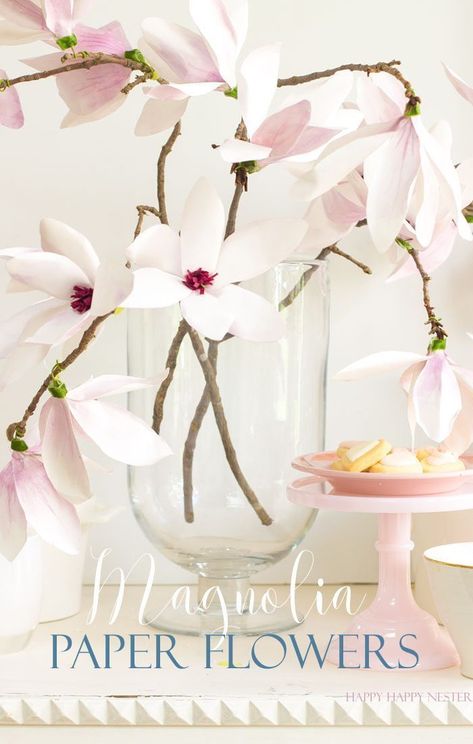 A magnolia paper flower tutorial you won't want to miss. I made this flower out of watercolor flower petals and added them to a tree branch, and you have lifelike flowers that you can make from paper. #DIY | #paperflowers | #crafts | #fauxflowers Paper Flowers Easy, Sparkle Bedroom, Fleurs Diy, Easy Paper Flowers, Magnolia Flowers, Paper Diy, How To Make Paper Flowers, Crepe Paper Flowers, Paper Flower Tutorial