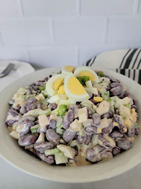 Kidney Bean Side Dish, Farm Salad, White Fence Farm, Southern Salad, Monster Pizza, Boiled Egg Salad, Kidney Bean Salad, Greek Cucumber Salad, Easy Potluck Recipes