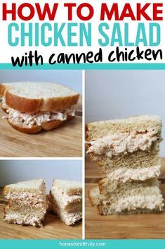 Canned Chicken Salad, Canned Chicken Salad Recipe, Easy Chicken Salad Sandwich, Chicken Salad Sandwich Recipe, Can Chicken Recipes, Chicken Salad Recipe Easy, Easy Chicken Salad, Perfect Pantry, Grape Recipes