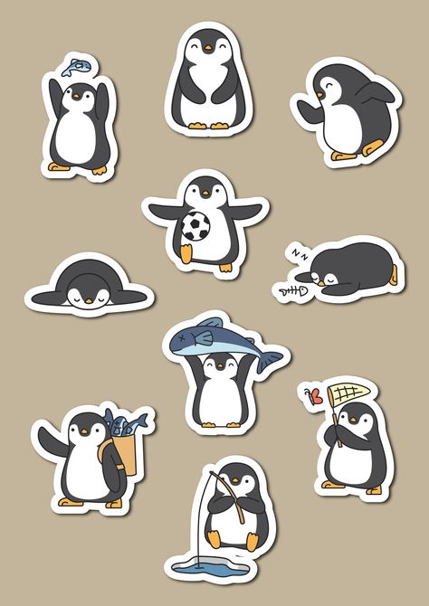 Stickers Penguin vector illustration in high quality, printable Penguin Vector, Illustration Stickers, Penguin Illustration, Printable Animals, Drawing Things, Reward Stickers, Cute Themes, Stickers Printable