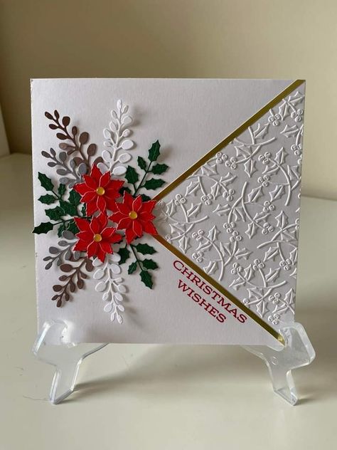 Poinsettia Cards Ideas, Poinsettia Christmas Cards Handmade, Christmas Cards With Bells, Poinsettia Petals Stampin Up Cards, Elegant Christmas Cards Handmade Ideas, 2024 Stampin Up Christmas Cards, Home Made Christmas Cards Inspiration, Stampin Up Christmas Cards 2024-2025, Homemade Christmas Cards Cardmaking