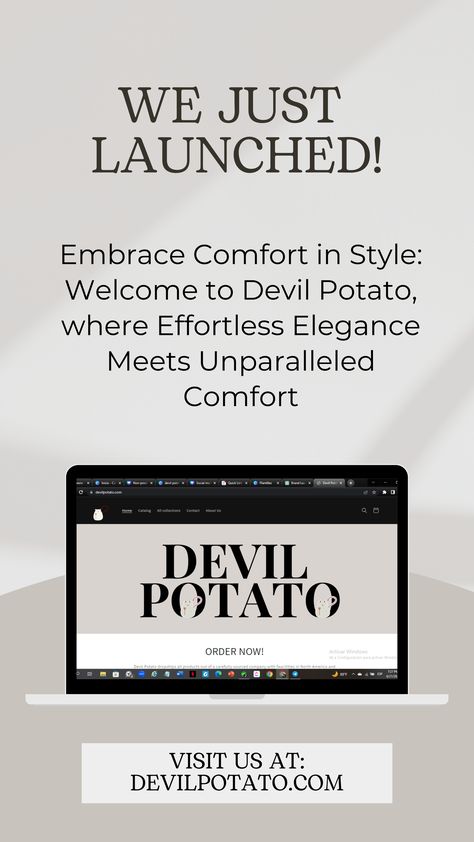 We are happy to announce a new way to express your lazy, comfy, and relaxed true self. Welcome to Devil Potato! A clothing brand designed for everybody. We look forward to helping you feel great in your own skin without going out of style. Visit us at devilpotato.com Link in bio ❤️ . . . #ClothesOnSale #ExclusiveDeals #OnlineBoutiqueSale #WardrobeRefresh #OneOfAKindFinds #FashionTreasure #FashionSale #ClothesForSale #ShopMyCloset #Fashionista #OutfitInspiration #OnlineShopping #AestheticClothes Bio For Clothing Brand, Clothing Brand Launch, Lazy Fashion, Brand Launch, True Self, Fashion Sale, Feeling Great, Out Of Style, Online Boutique