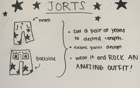 DIY JORTS Diy Jorts Y2k, Clothes Hacks, Diy Spices, Fabric Paint Designs, Fabric Paint, Clothing Hacks, Upcycle Clothes, Paint Designs, Diy Fashion