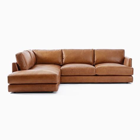 Haven Leather 2-Piece Terminal Chaise Sectional U Couch, Most Comfortable Couch, Reclining Sectional With Chaise, Oversized Furniture, Comfortable Couch, Leather Chaise, Leather Couch, Room Planning, Leather Sectional