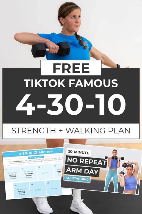 The "4-30-10" Method went viral on TikTok as a way to transform your health, lose weight, build muscle and increase muscle tone. As a fitness trainer I can stand behind this workout trend and thought it was worth creating a free, 7-day, “4-30-10” workout plan. Pvolve Workout, Beginner Workout Video, Barre Workout Video, Free Workout Programs, Pregnancy Workout Videos, Hiit Workout Videos, Free Workout Plans, Building A Community, Workout Splits