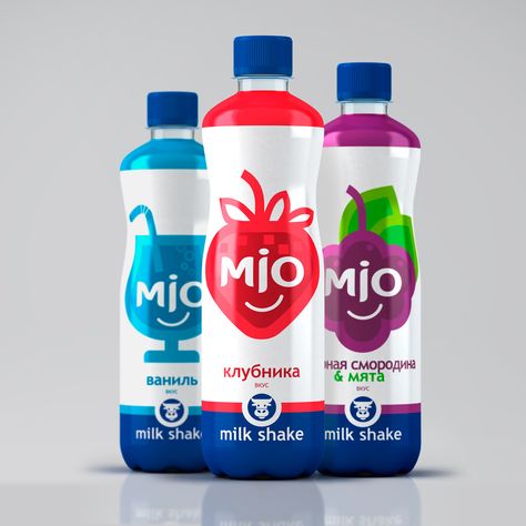 MIO Milk Shakes on Packaging of the World - Creative Package Design Gallery Shake Drink, Modern Packaging Design, Yogurt Packaging, Beautiful Packaging Design, Organic Packaging, Labels Design, Packaging Design Trends, Bottle Design Packaging, Modern Packaging