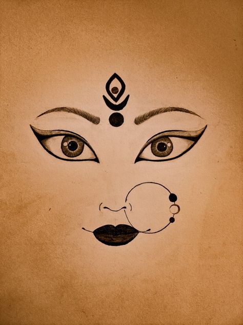 Shiv Ji Drawing Easy, Indian Aesthetic Drawing, Mataji Sketch, Mataji Drawing, Devi Drawing, Maa Tattoo Designs, Pencil Sketches Easy, Bengali Art