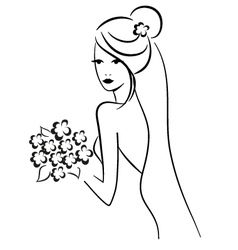 Model Contour, Woman In Wedding Dress, Bride With Bouquet, Wedding Dress Drawings, Bride Silhouette, Bridal Shower Cookies, Pencil Sketch Images, Wedding Silhouette, Abstract Face Art