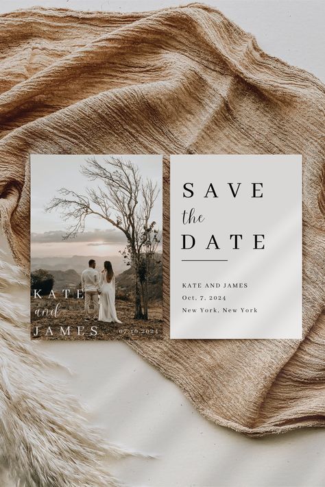 Excited to share the latest addition to my #etsy shop: Double-Sided modern Photo Save the Date Template, Downloadable, Printable Save the Date, Editable, Instant Download, DIY, wedding cards,boho https://etsy.me/3QHVMfz #wedding #classic #savethedates #diysavethedate # Wedding Save The Date With Photo, Save The Date Ideas Simple, Wedding Invitations Nature, Digital Save The Date Ideas For Weddings, Save The Date Ideas For Weddings, Digital Save The Date Ideas, Wedding Save The Date Ideas, Diy Wedding Cards, Wedding Invitation With Photo