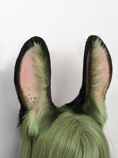 Rabbitfolk, dnd fantasy, hair, green hair, beastfolk, rabbit girl, faceless faceclaim, dnd. Rabbit Person Dnd, Dnd Bunnyfolk, Dnd Rabbitfolk, Rabbit Monster, Dnd Idea, Girl Faceless, Bunny Ears And Tail, Cute Halloween Outfits, Green Bunny