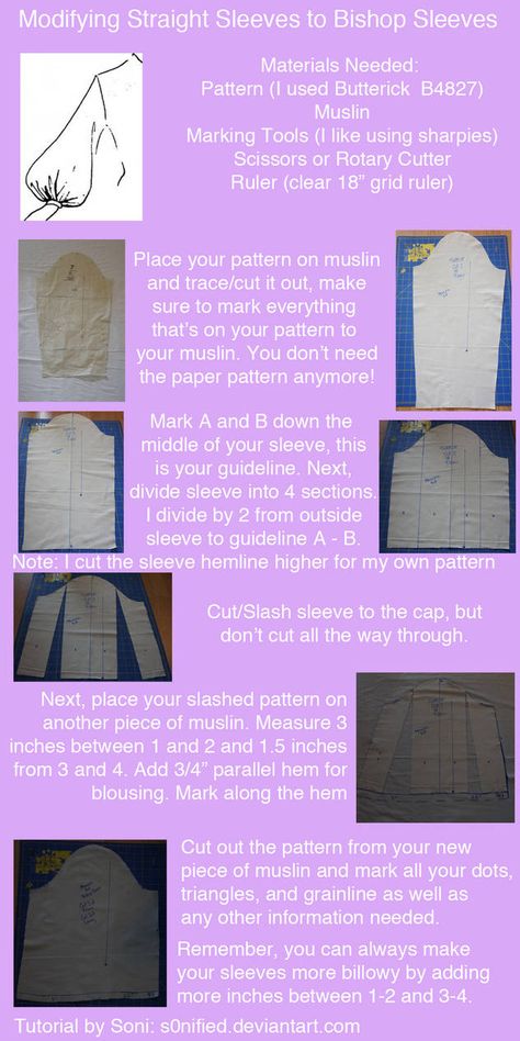 Diy Bishop Sleeve, Bishop Sleeve Pattern, Sleeve Tutorial, Sewing Sleeves, Stitch Witchery, Sewing School, Cosplay Tutorial, Cosplay Tips, Pattern Drafting