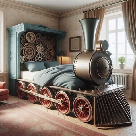 Train Shaped Bed Train Bed, Train Bedroom, Unusual Beds, House Interior Design Styles, Train Room, Kid Room, Wild Things, Kid's Rooms, Design Styles