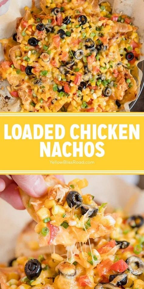 How To Make Loaded Nachos, Best Chicken Nachos Recipe, Shredded Chicken Nachos Easy, Loaded Nachos Recipe Chicken, Chicken Nacho Recipes, Chicken Nachos Recipe Easy, Easy Chicken Nachos Recipe, Chicken Nacho Dip, Pulled Chicken Nachos