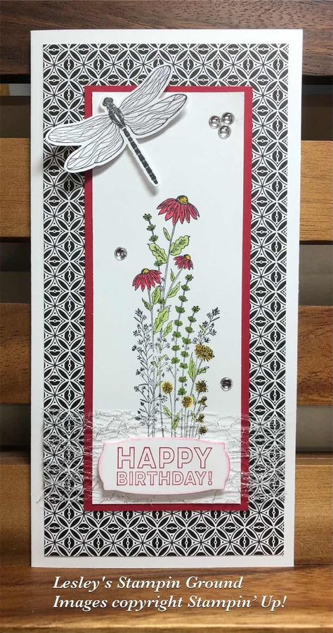 Stampinup Slimline Cards, Slimline Card Ideas Birthday, Stampin Up Slimline Card Ideas, Slimline Cards Ideas, Stampin Up Slimline Cards, Slimline Card Sketches, Slimline Card Ideas, Slim Line Cards, Gardening Cards