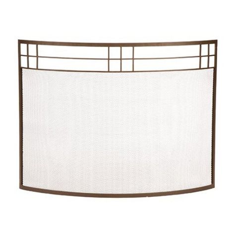 Minuteman International Arts and Crafts Style Curved Fireplace Screen Flat Fireplace, Wrought Iron Fireplace Screen, Arts And Crafts Fireplace, Iron Fireplace Screen, Curved Fireplace, Fireplace Cover, Iron Fireplace, Fireplace Entertainment, Fireplace Set