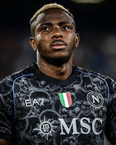 Victor Osimhen in Napoli Halloweeen jersey Victor Oshimen, Victor Osimhen, Ssc Napoli, Soccer, Football, Collage, Stone, Sports, Pins