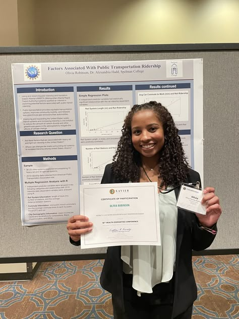 I presented at Xavier University of Louisiana's 16th Health Disparities Conference in New Orleans showcasing my research on public transportation in the US. Public Health Aesthetic, Psychology Stickers, 2024 Mindset, Pre Med Motivation, Health Disparities, Research Conference, Conference Presentation, Engineering School, Research Presentation