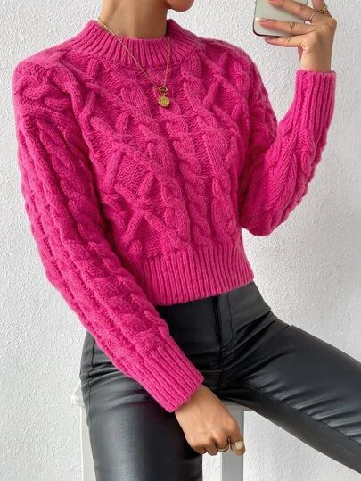 Classy Sweater Outfits, Cutesy Outfit, Girly Girl Outfits, Trendy Tops For Women, Pink Round, Drop Shoulder Sweaters, Fashion Dresses Casual, Hot Outfits, Fancy Outfits