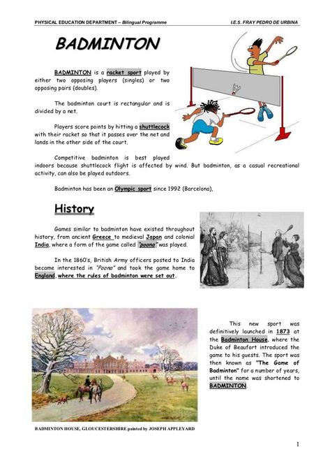 Badminton (1) Badminton Landscape, History Of Badminton, Badminton Drills, Badminton Rules, Badminton Doubles, Sports Tips, Badminton Games, Elementary Physical Education, History Games