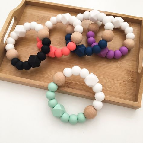 DUO Silicone and Beech Wood Teether - one.chew.three teething baby essentials – ONE.CHEW.THREE Organic Boutique, Diy Teethers, Children Accessories, Wood Teethers, Baby Diy Projects, Diy Teething, Teething Baby, Teething Beads, Baby Toys Diy