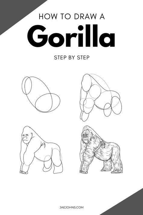 How to Draw a Realistic Gorilla in 6 Steps - Jae Johns Monkey Drawing, Gorillas Art, Model Drawing, Drawing Supplies, Pencil And Paper, Draw Something, Sketches Easy, Learn How To Draw, Color Pencil Art