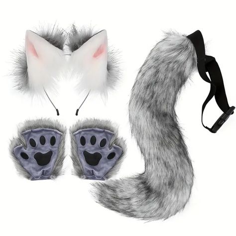 Temu | Explore the Latest Clothing, Beauty, Home, Jewelry & More Wolf Ears And Tail, Fox Ears And Tail, Claw Gloves, Paw Gloves, Wolf Costume, Halloween Suits, Animal Tails, Wolf Ears, Boy Cat